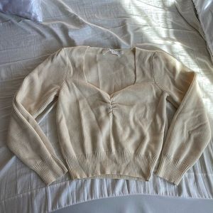 Long sleeve knit crème/cream egg white top